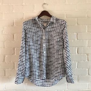J. Crew Factory Heart Print Button Down Blouse